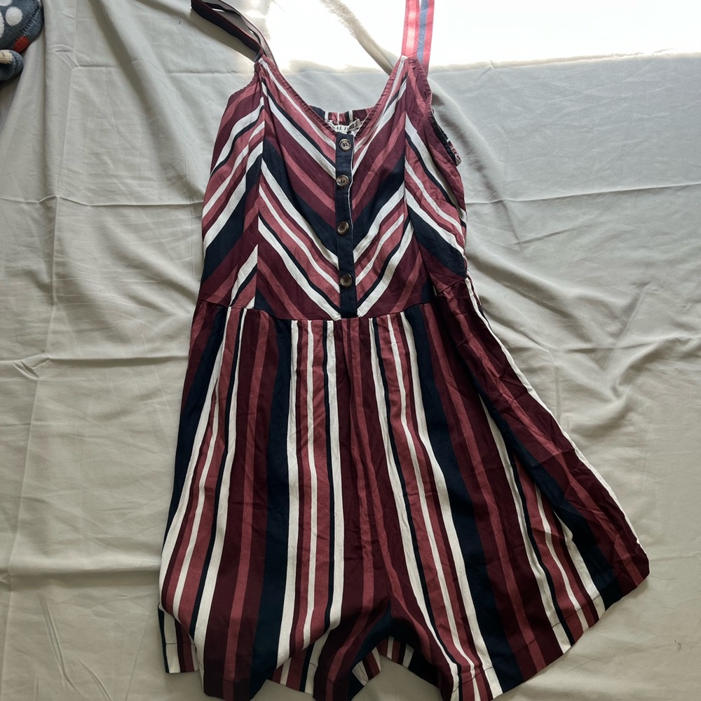 Stripes shorts romper